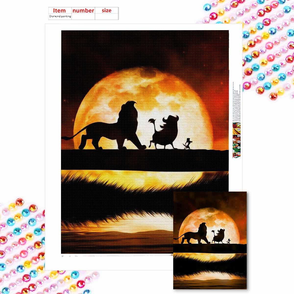 

Full Round Diamond Painting The Lion King Art Rhinestone Picture Mosaic DIY 5D Cross Stitch Embroidery Home Decoration Round 20x30cm