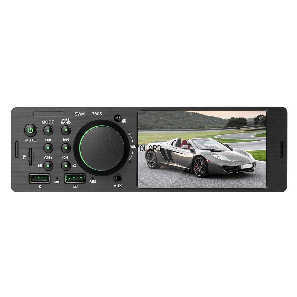 Autoradio 1 DIN 4 Pollici Pulsante Luce Colorata Bluetooth Musica Vivavoce Lettore MP5 TF USB Ricarica Telecomando Audio ISO