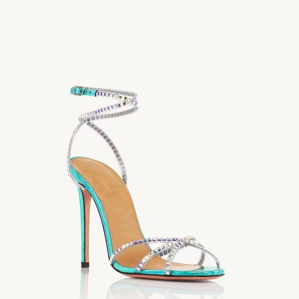 Mode Ontworpen Teenblootstelling, Dunne Hak, Elegante Pailletten Kruisveters, Europese En Amerikaanse Stijl, Sexy Sandalen En Mode Sandalen