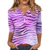Women's Casual Halloween Print V-Neck Short Sleeve T-Shirt with Decorative Buttons