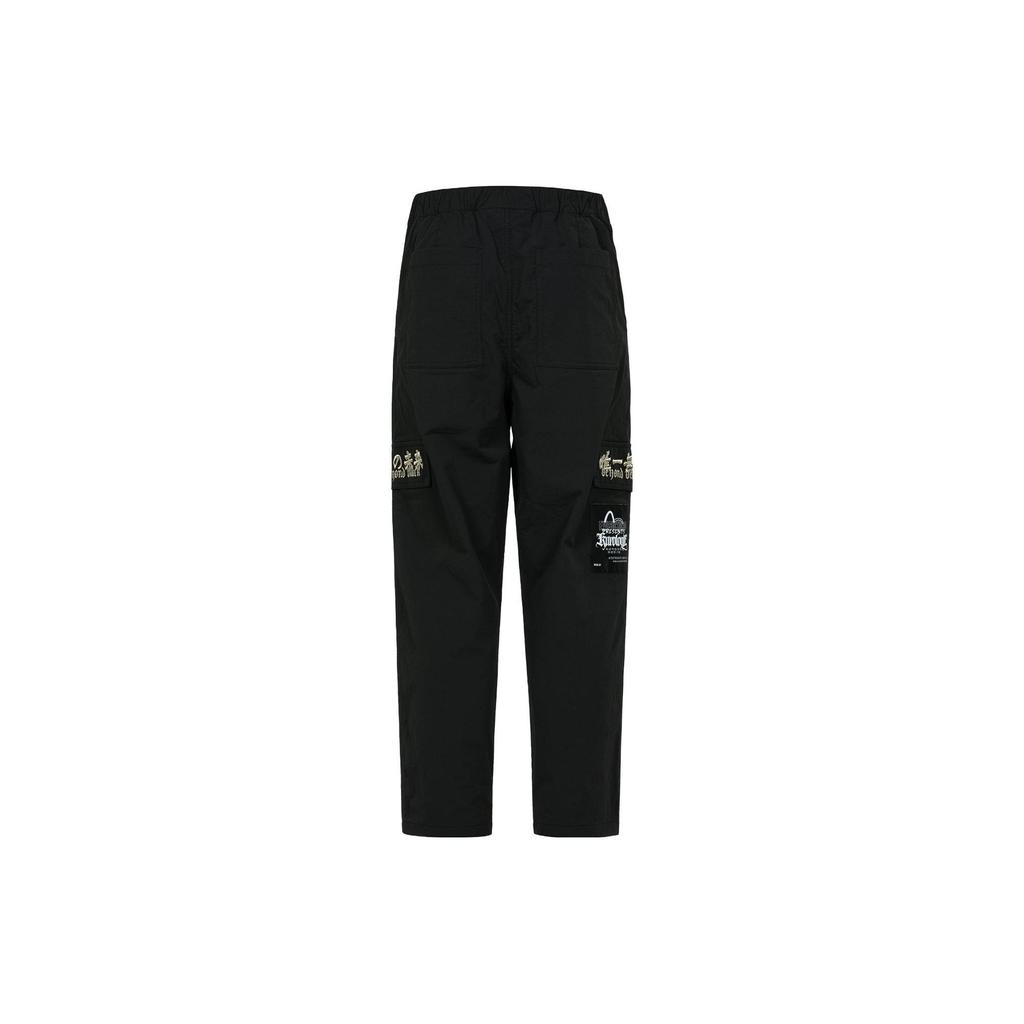 Evisu Letter Print Zipper Fly Loose Straight Casual Pants Men pants Black 2EAGNM3PP5146LFNY