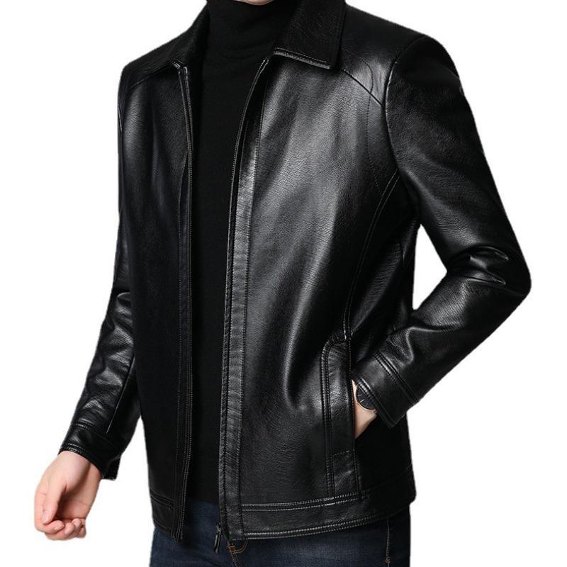 Autumn and Winter Men's Genuine Leather Jackets, Men's Jackets, Middle-aged Business Sheepskin Short Velvet Jackets, Dad Clothes