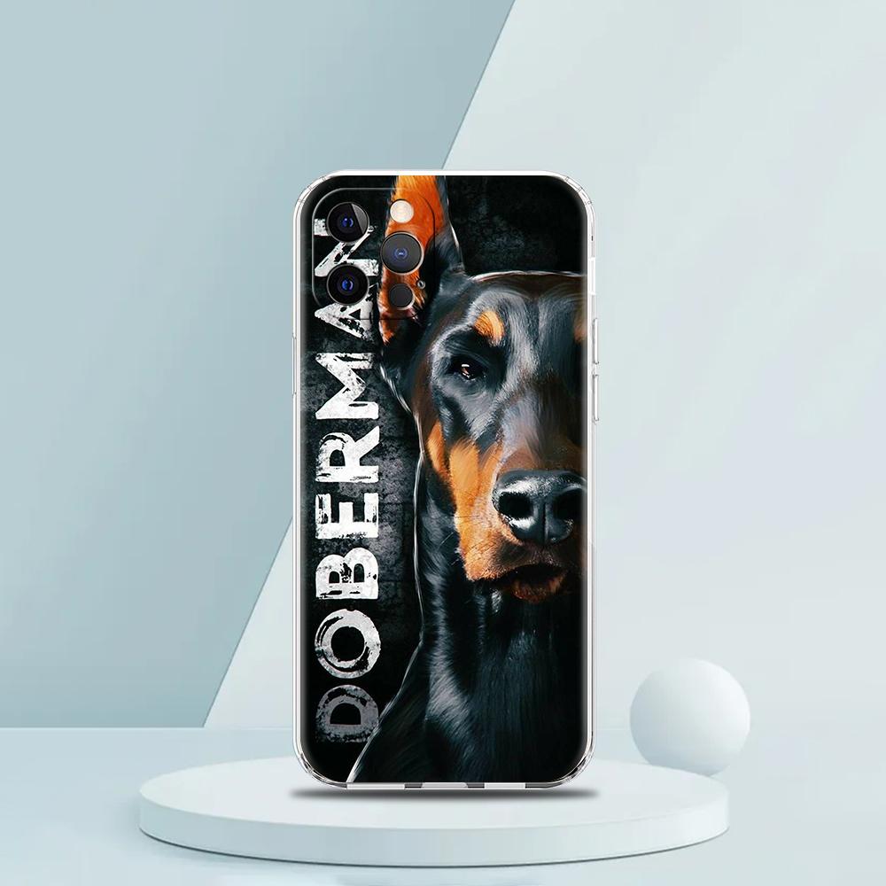 Doberman Dog Case for iPhone 16 15 14 13 12 Pro Max Cover Transparent Soft for iPhone 11 Pro Max 7 8 Plus XS XR Shell Capas Bags