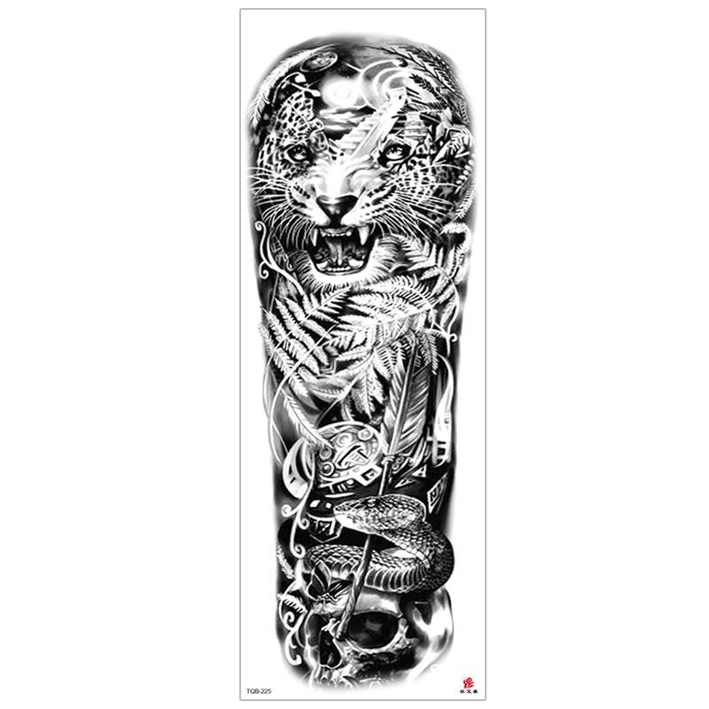 New Waterproof Full Arm Tattoo Stickers – Large Floral & Lion Design, Cross-Style, Hot Selling