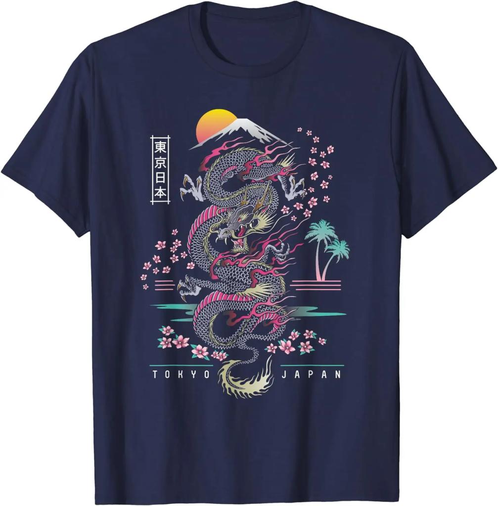 Japanese Tokyo Dragon Asian Inspired Retro 80’s Style T-Shirt