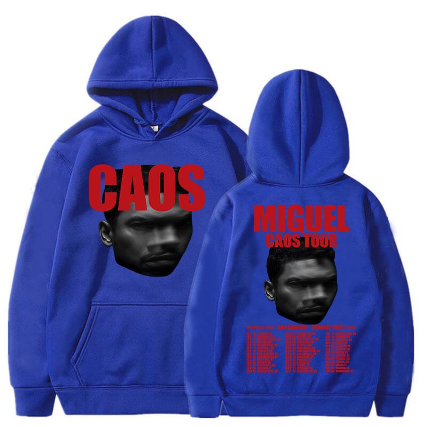 MIGUEL CAOS Tour 2026 Hoodies Long Sleeve Winter Hooded Sweatshirts Unisex Streetwear Hip Hop Fleece Pullovers Print Hoody