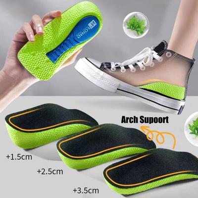 Memory Foam Height Increase Insoles For Men Women Shoes Feet Arch Support Insoles Sneakers Heel Lift Shoe Pads