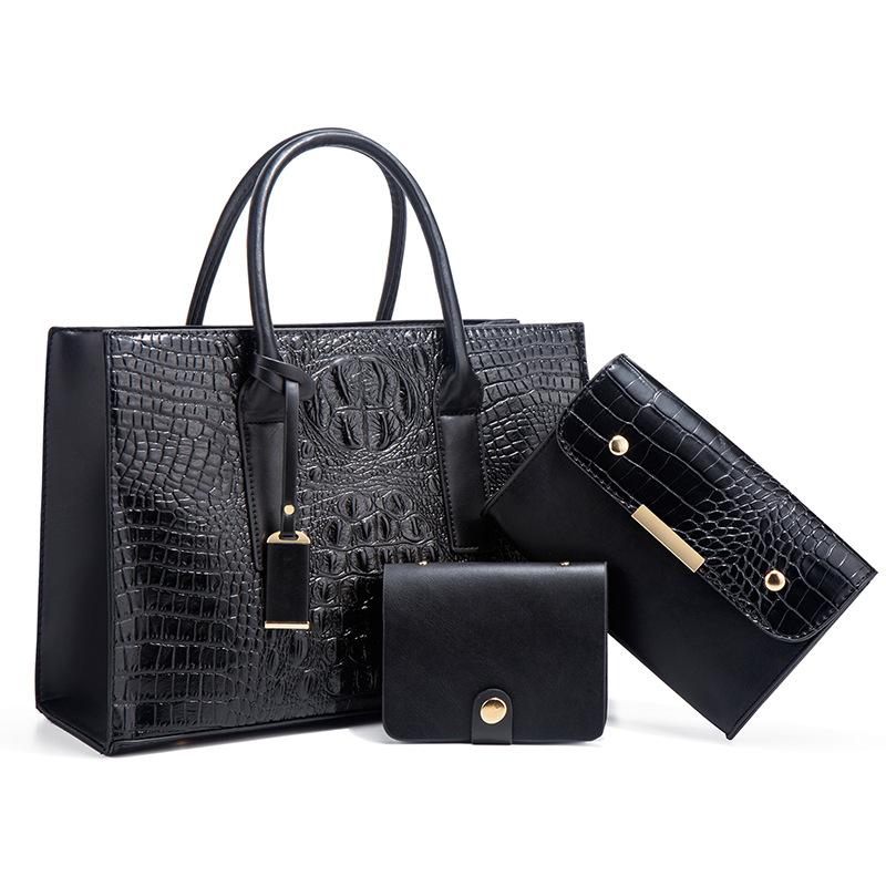 Crocodile Pattern Portable Women'S Bag Trendy Fashion Shoulder Bag Large Capacity Three-Piece Set Mother And Child Bag