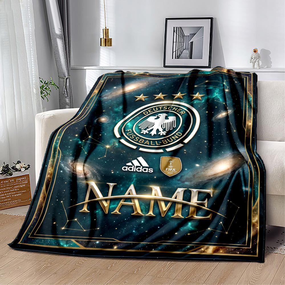 German Football Crest Artwork Personalized Text Blanket Gift Personalized Blanket Comfortable Suitable for Livingroom Sofa Living Room Home Decor