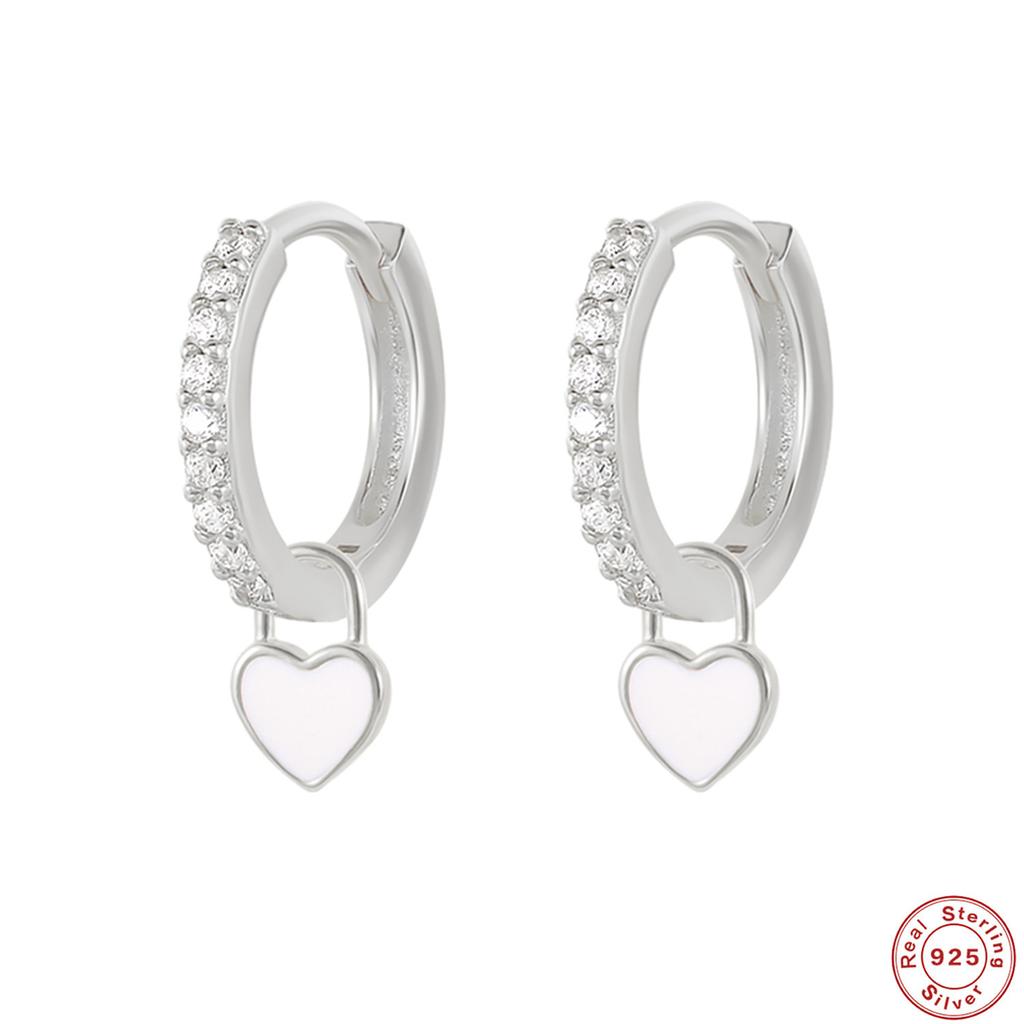 S925 Sterling Silver Plated 18K Real Gold Heart-Shaped Love Earrings, Ear Buckles, Oil Dripping Cartilage Earrings, Earrings, Earrings.