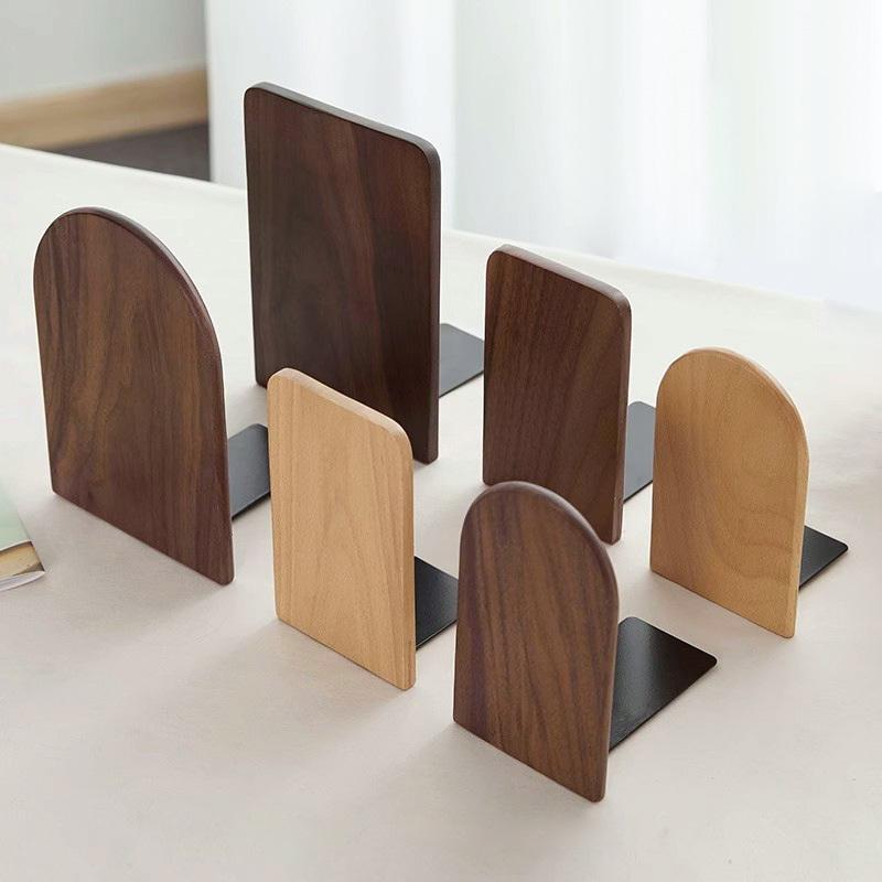 Nature Wooden Bookends Desktop Bookshelf Desk Organizer Office Home Book Accessories Storage Book Holder Wood Book Ends