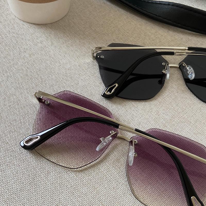 Rimless Cut Edge Sun Glasses Man Polygon Shape UV 400 Protection Protection Woman Sun Glasses High Quality Female Sun Glass