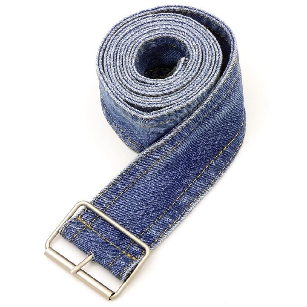 Trendy Versatile Denim Waist Belt Vintage Wide Canvas Waistband Adjustable Pin Buckle Belt For Women Skirt Shirt Matching