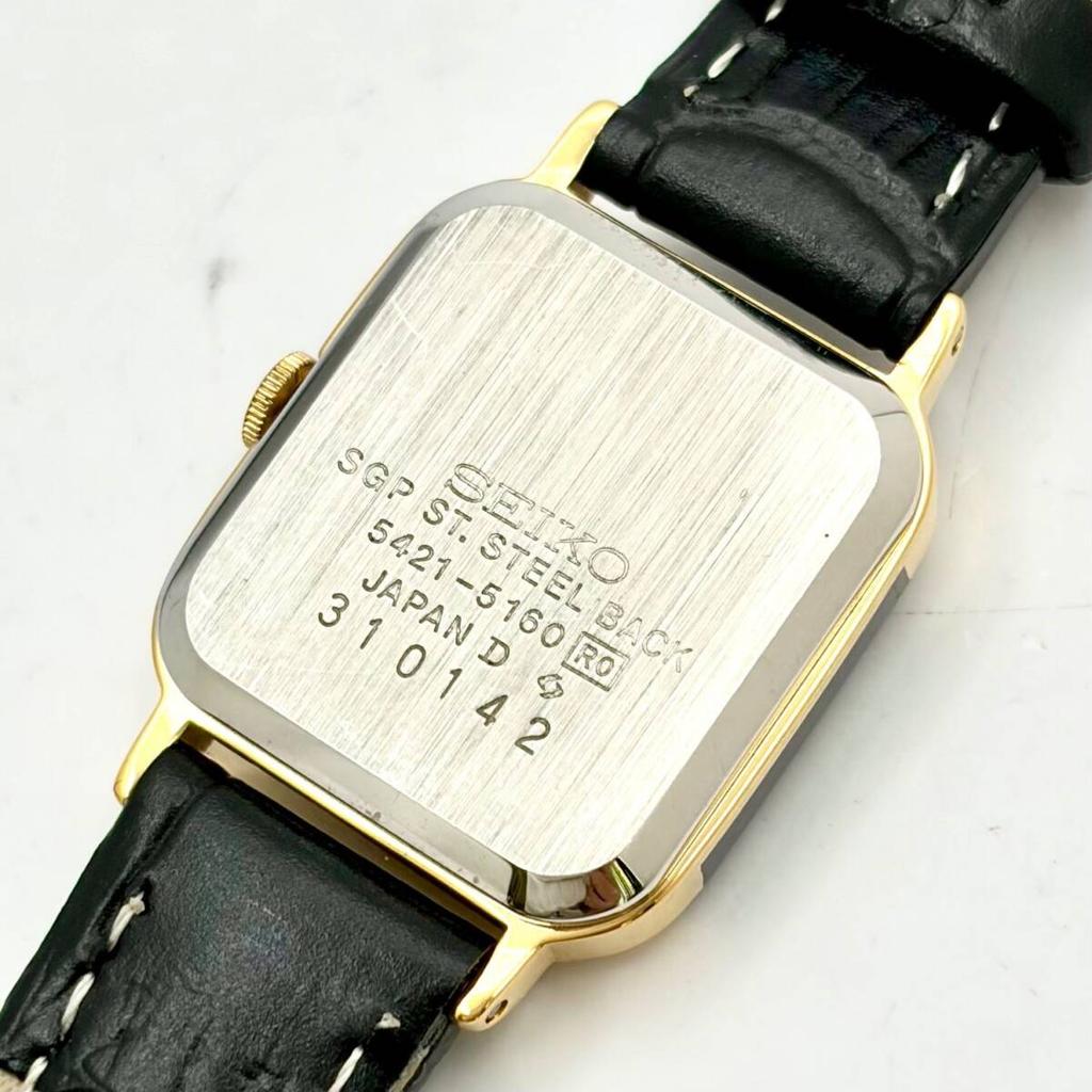 SEIKO Watch Gold Square 310142 New Strap [Rare/New Battery] Ladies' 5421-5160