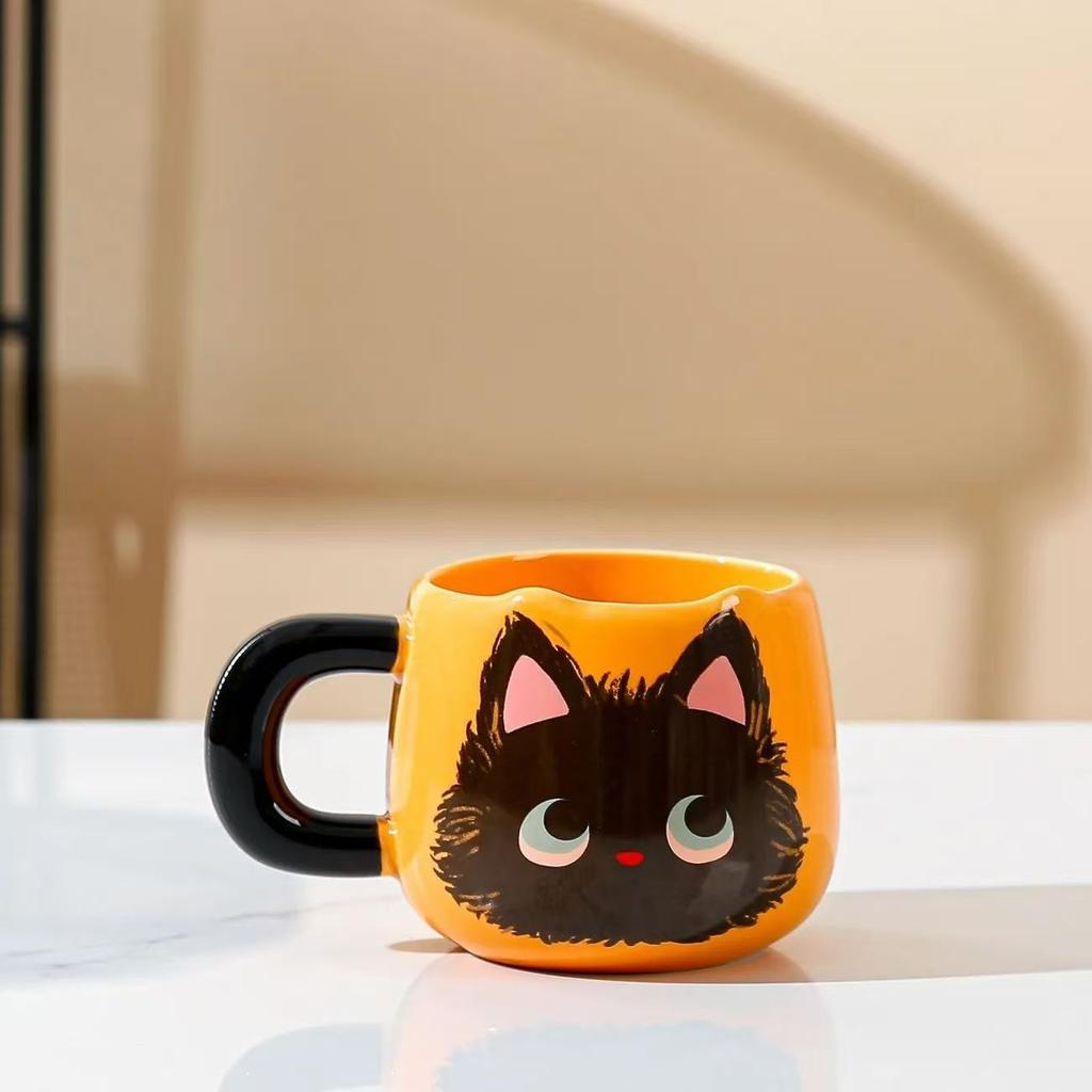 Cartoon Keramische Leuke Kat Mokken met Lepel Creatieve Kattenpoot Mok Koffie Thee Melk Havermout Kop Grote Capaciteit Dieren Bekers Grappig Cadeau