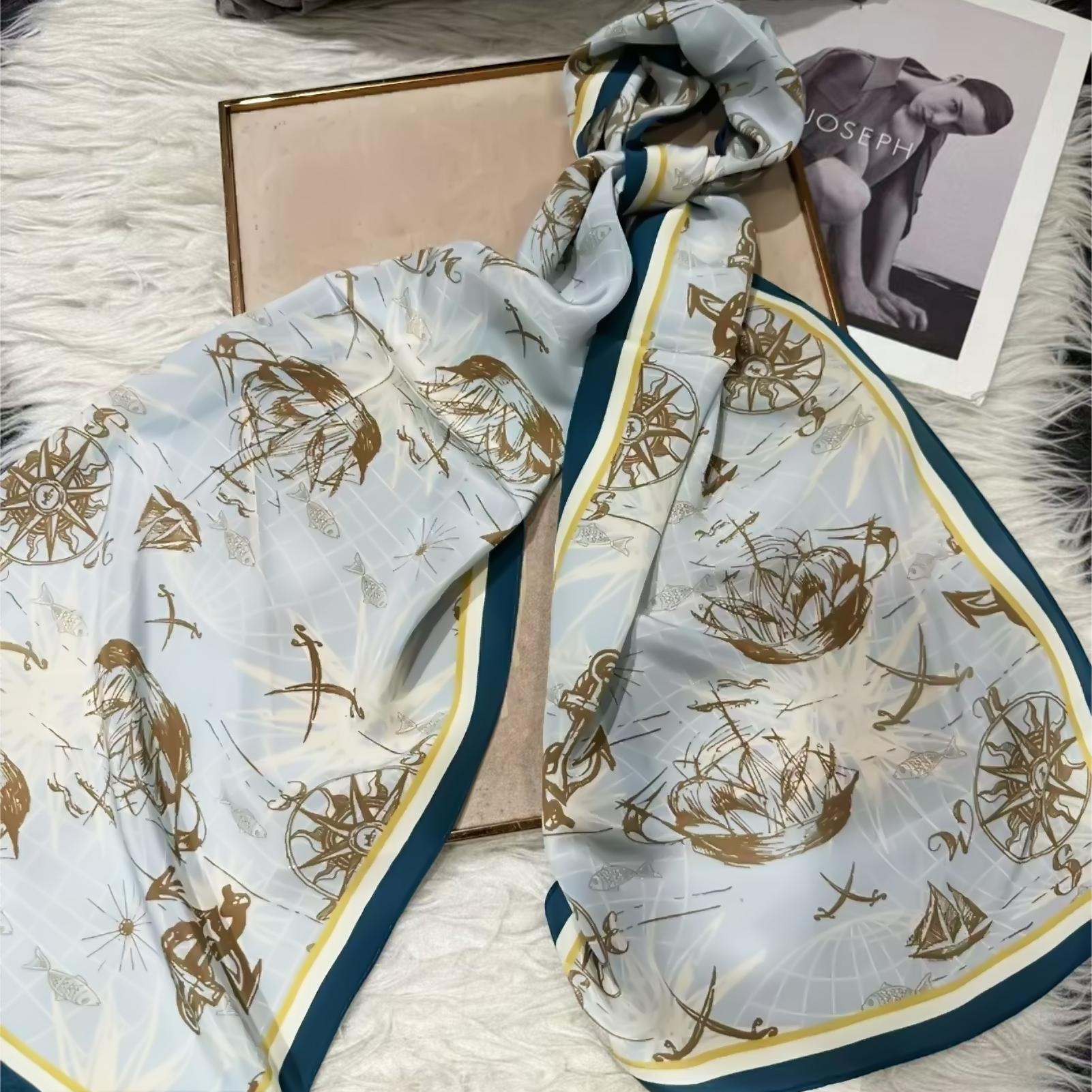 

[BYSIFA] Khaki 100% Silk Chiffon Scarf Female Brand Floral Plaid Design Long Scarves Beach Shawls Fall Winter Women Neck Scarves