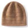 Soft waxy cashmere, autumn and winter new women's solid color jacquard crimped headhat, warm ear protection knitted hat