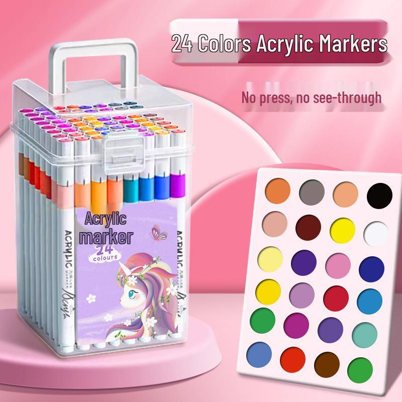 80-Color Acrylic Marker Set for Kids – Watercolor Brush Pens for Art & Graffiti
