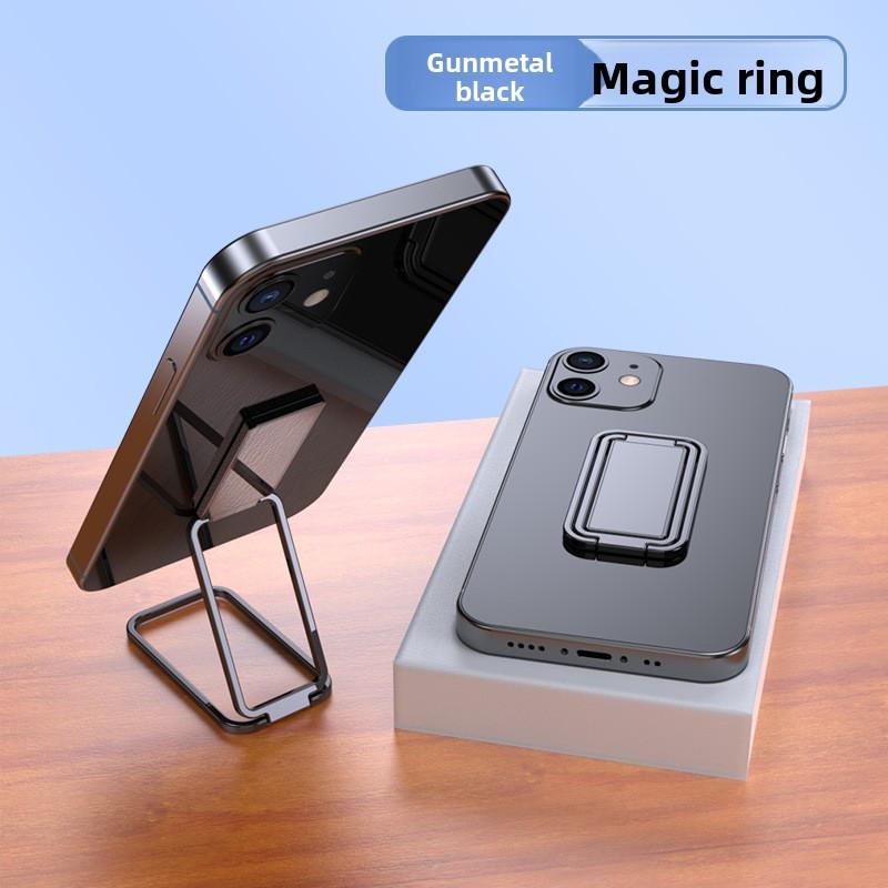Phone stand with ring holder, lazy desktop folding metal creative handheld
