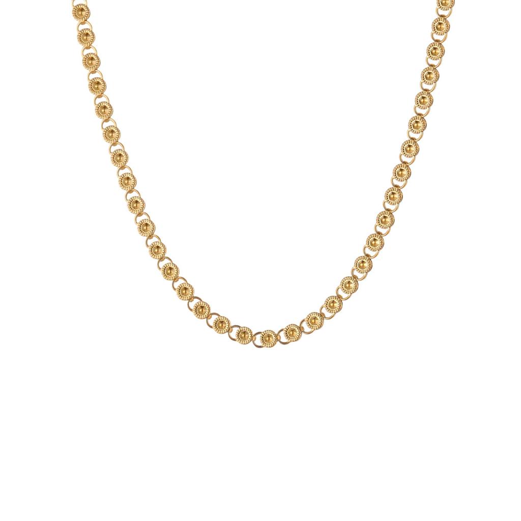 GEMCHIC Women's 18K Gold Plated Stainless Steel Heart Hollow Necklace Bracelet Set Geometric Chain Fashion Jewelry