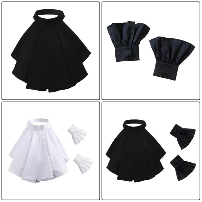 Ruffled Collar Wrist Cuffs for Girls Renaissance Victorian Collar Lapel Medieval Cosplay Victorian Ruffled Shawl Collar
