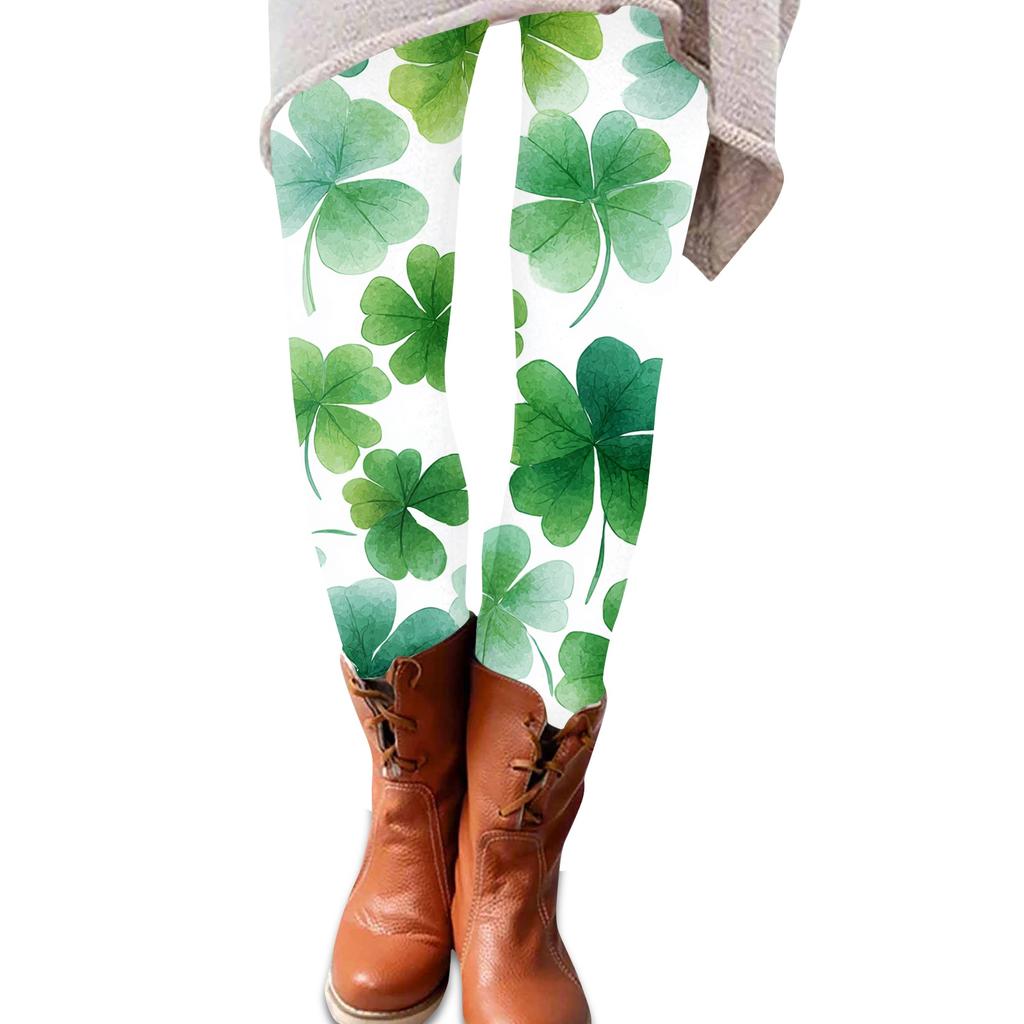 Frauen St. Patrick Print Stretch Weiche Leggings Lässig Haus Schlafbekleidung