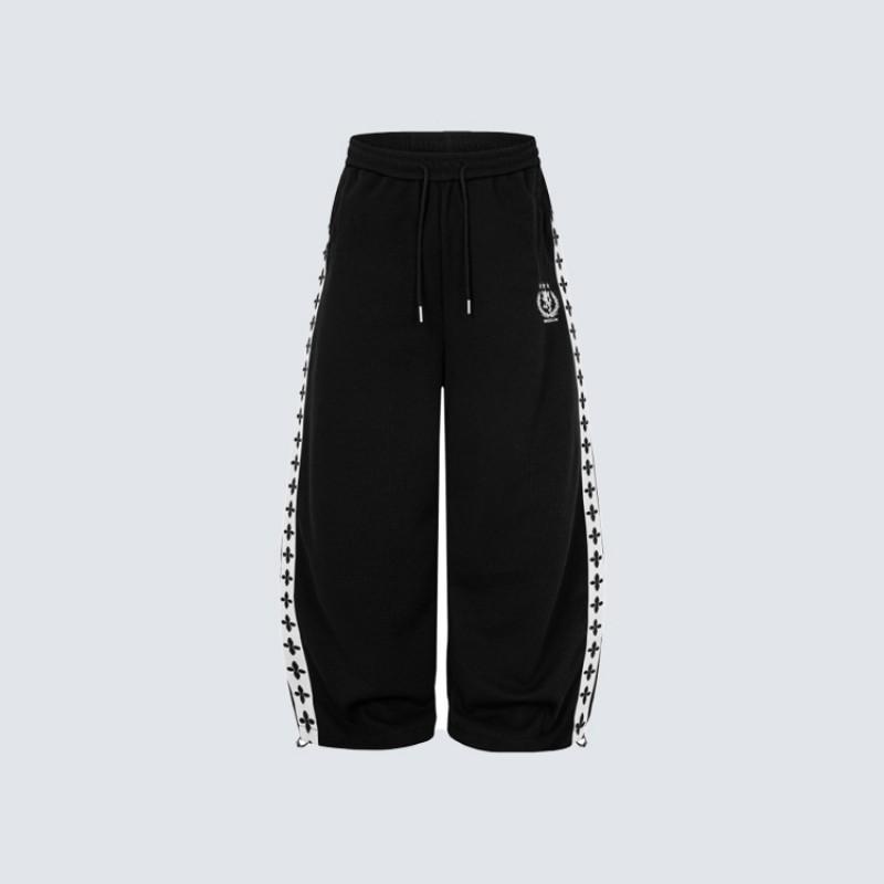 Unisex Streetwear Embroidered Wide-Leg Joggers Loose