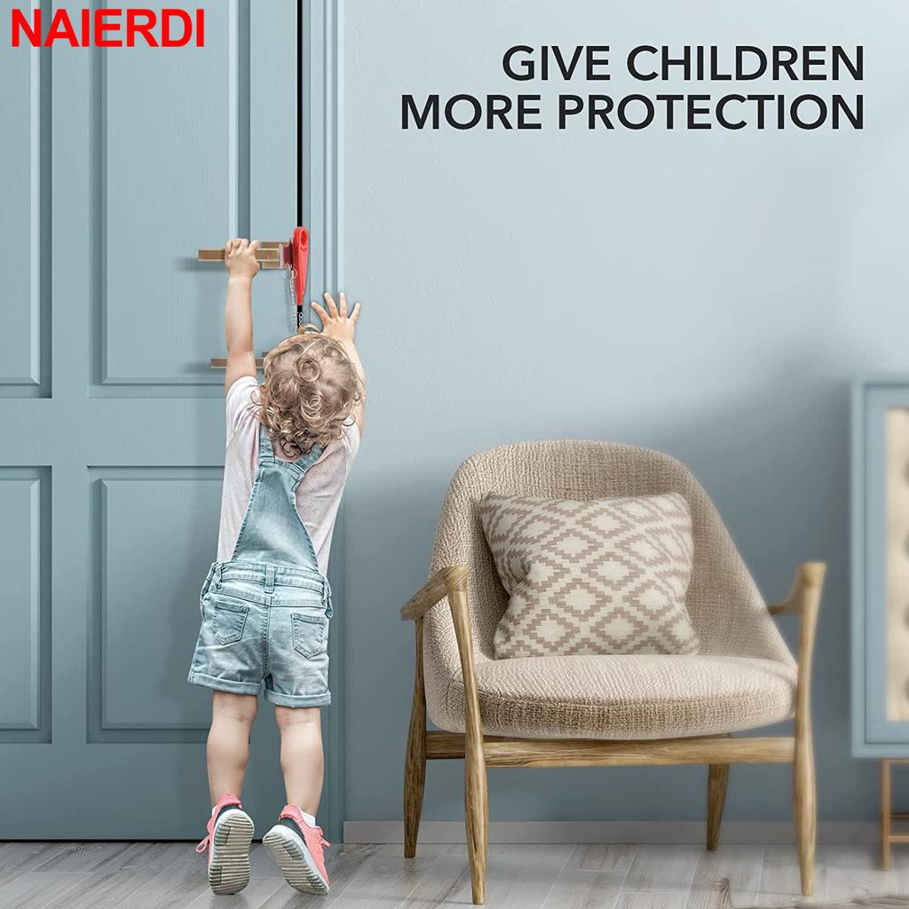 NAIERDI Portable Door Lock Safety Latch Metal Lock Anti Theft Security Lock Great for Travel Dormitory,Airbnb,Hotel,Home, Motel