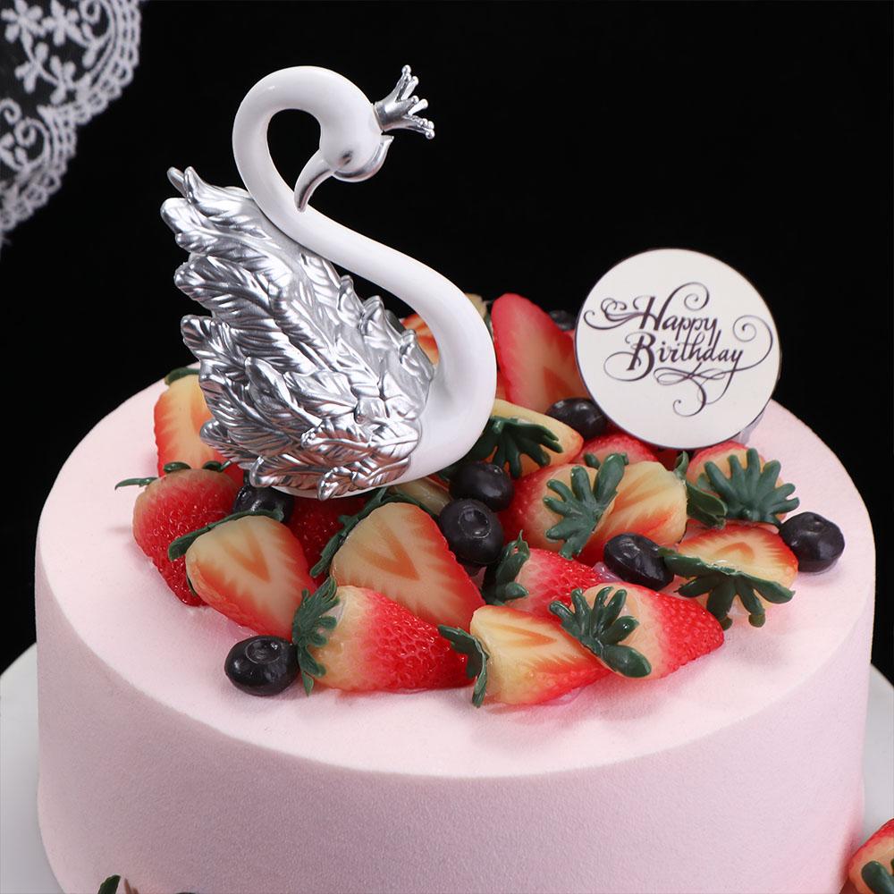 Decorative Baking Decoration Desktop Cake Topper Anniversary Ornament Swan Figurine Miniatures
