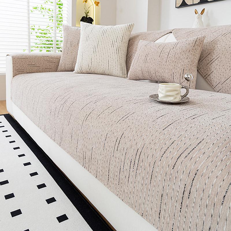 1pc Simplicity Sofa Towel,Non-Slip Design Solid Color Thickened Sofa Protector Cover Anti Pet Scratching Washable Couch Cushions