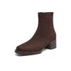 Krazing Pot Flock Round Toe Thick High Heels Chelsea Boots Zip Women Concise Style Ankle Boots
