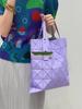 Japanese Double-Sided Purple Diamond Pattern Shoulder Bag with 6 Compartments