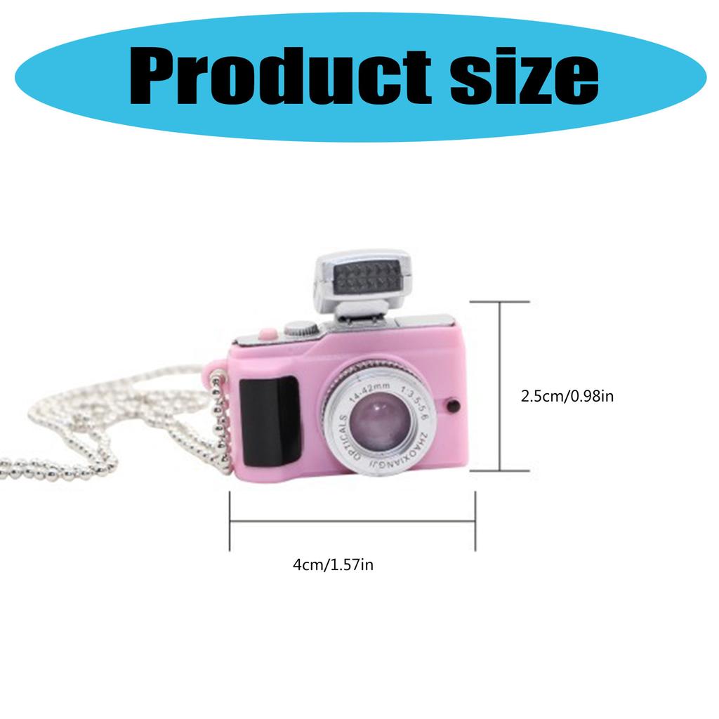 Simulation Camera Keychain with LED Light and Sound 5cm Beaded Chain Pendant for Night Visibility and Interactive Play