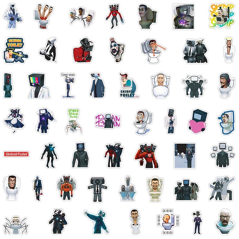 Skibidi 50pcs Toilet Cartoon Sticker Game Waterproof Decoration Gift Childern