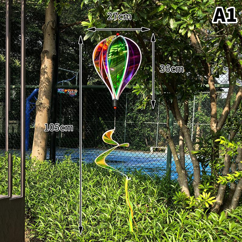 Hot Air Balloon Spinners Plastic Color-changing Film Wind Spinner Striped Tie Dye Rainbow Colors Rotating Windmill Pinwheels