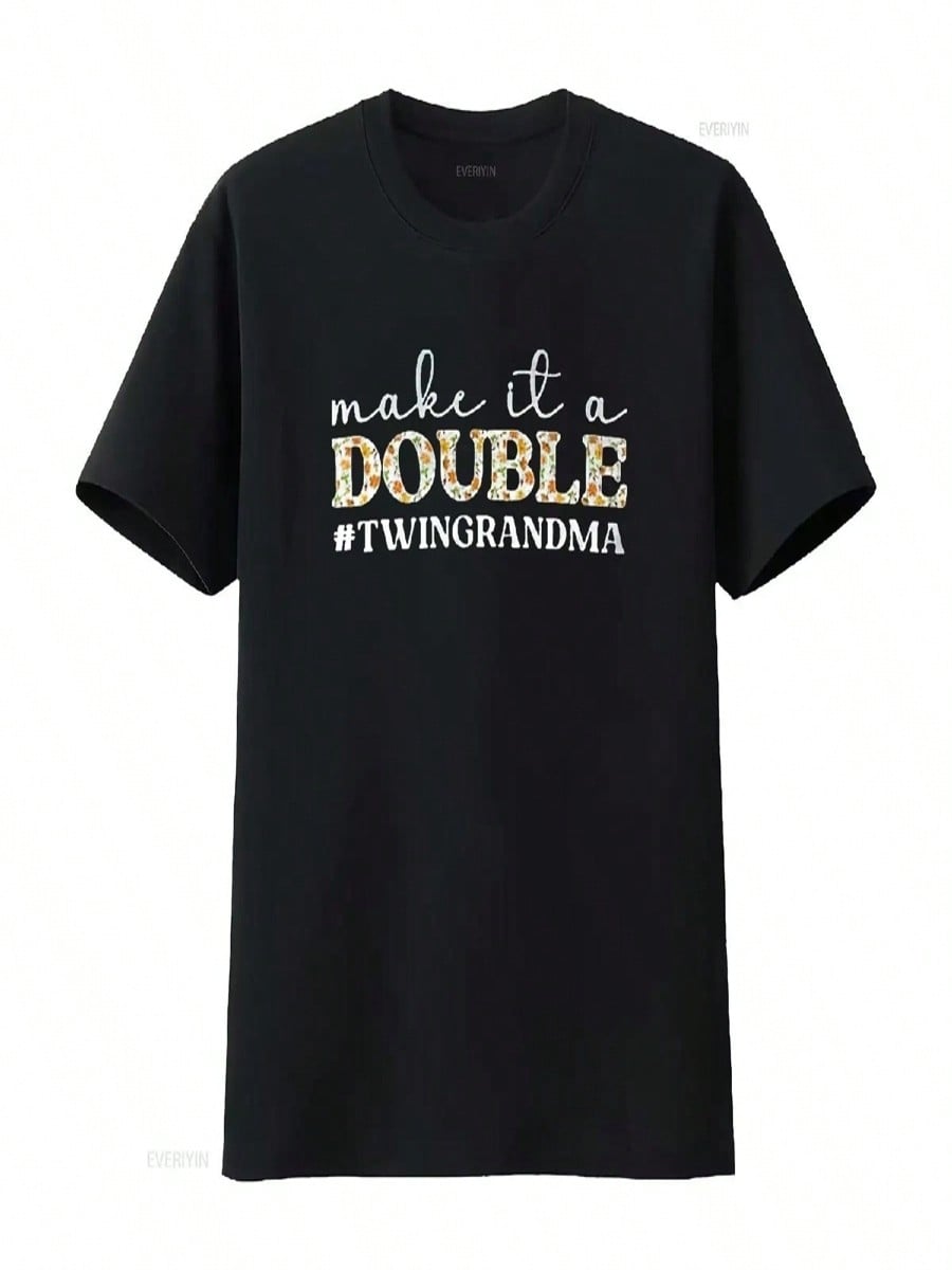 unisex Make It A Double Twin Grandma Of Twins Grandmother T Shirt Black Medium Vintage Washed Soft Comfortable Stylish Casual S разноцветный