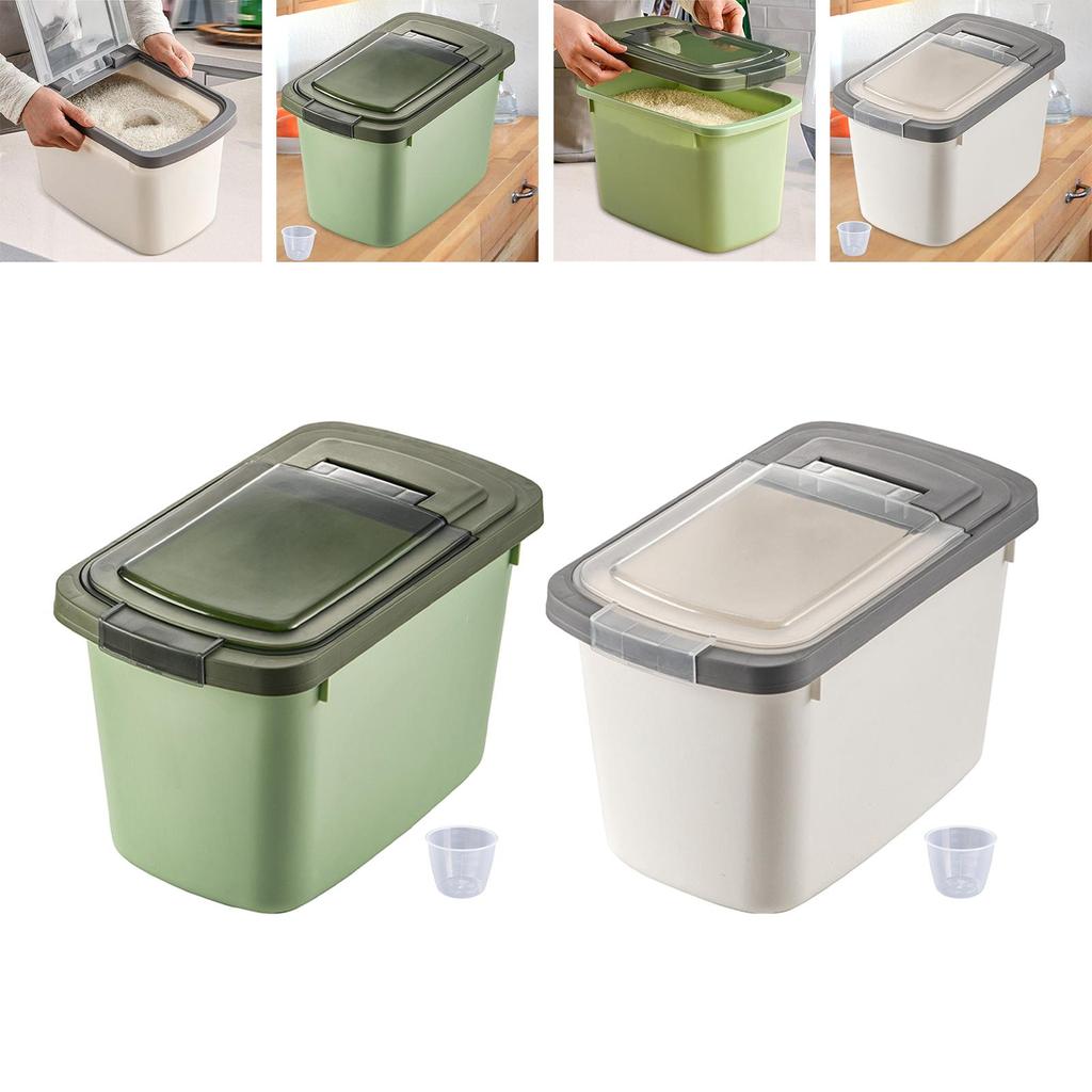 Cereal Rice Food Storage Container with Measuring Cup Pet Food Storage Box for Pet Food Flour Cat Dog Food Soybeans Bread