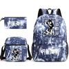 Large Capacity Schoolbag with Shoulder Strap; Student Three-piece Pencil Case Set