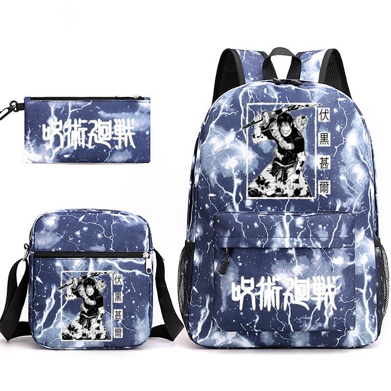 Large Capacity Schoolbag with Shoulder Strap; Student Three-piece Pencil Case Set