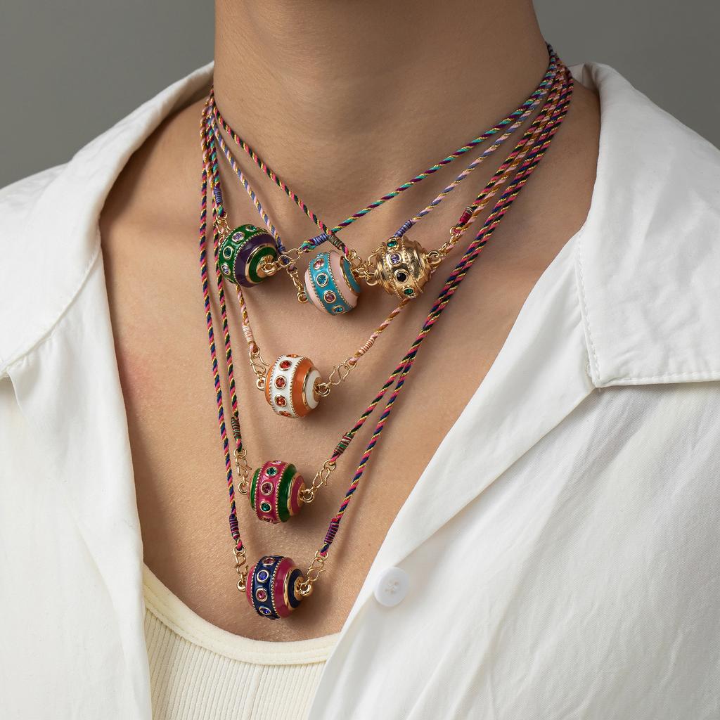 Bohemian Ethnic Style 18K Gold Plated Pendant Necklace with Colorful Gemstones - Handmade Vintage Multicolor Jewelry