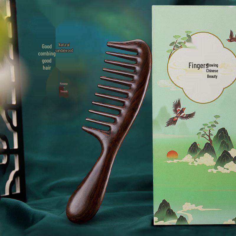 Pettine a Denti Larghi in Sandalo Meixi Muxi per Donne - Pettine Naturale in Legno per Capelli Lunghi e Regali
