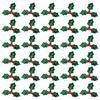 100Pcs Christmas Berry Leaf Artificial Fabric Picks Realistic Green Plant for DIY Hanging Ornament Costume Party Home Wedding