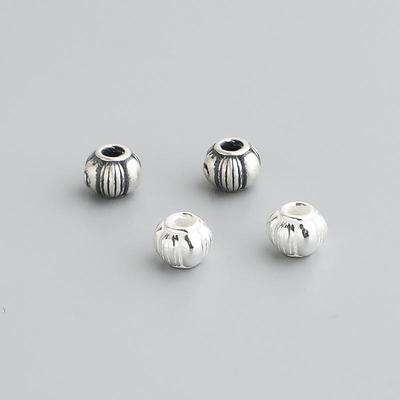 S925 Sterling Silver Thai Lantern Spacer Beads for DIY Handmade Bracelets