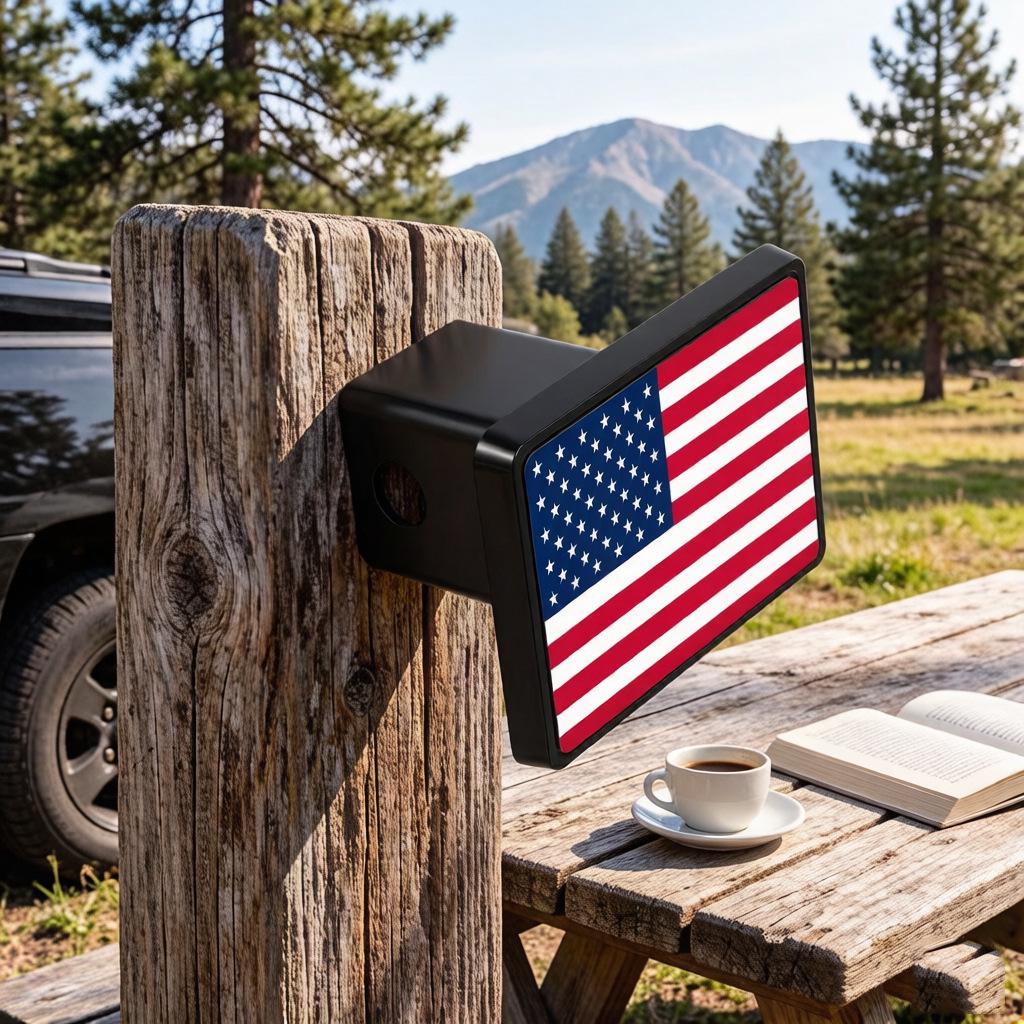 Colorful American Flag Trailer Hitch Cover for Rear Vehicle Decoration and Protection