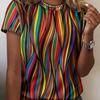 European and American Fashion Plus Size Women's Round Neck Casual Short-sleeved Tops