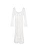 French 3D Floral Ribbon Long Sleeve Lace Fishtail Evening Dress for Women - Autumn Elegance.