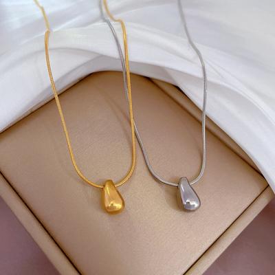 Small Water Drop Temperament Furnace Real Gold Necklace Female Collarbone Chain With Jewelry