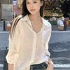 French Lazy Style White Polo Collar Long-sleeved Shirt Jacket Women's Early Autumn Design Sense Outside Loose Sunscreen Top