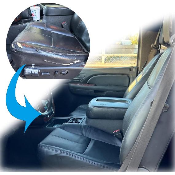 Driver or Passenger Bottom Replacement Leather Seat Cover Black Compatible with 2007 2008 2009 2010 2011 2012 2013 2014 Chevy Silverado Tahoe