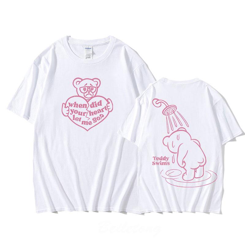 

Футболка Teddy Swims Двусторонняя печать Винтажная хлопковая футболка Футболка с коротким рукавом Готическая модная футболка Унисекс Топ XS